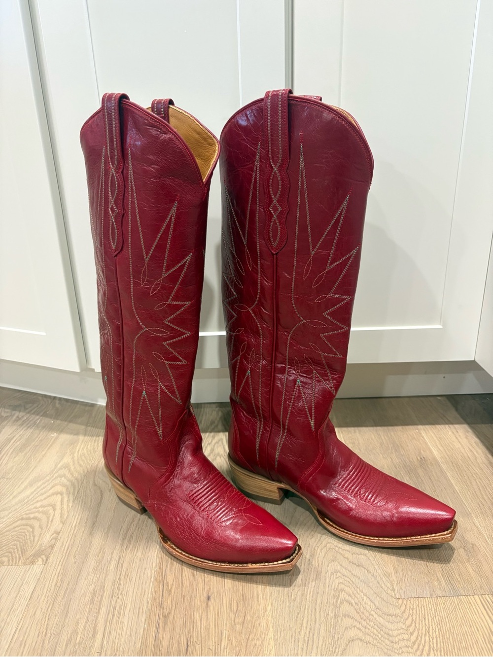 Tecovas Loretta Ruby Goat Red Leather Western Boots US 9.5